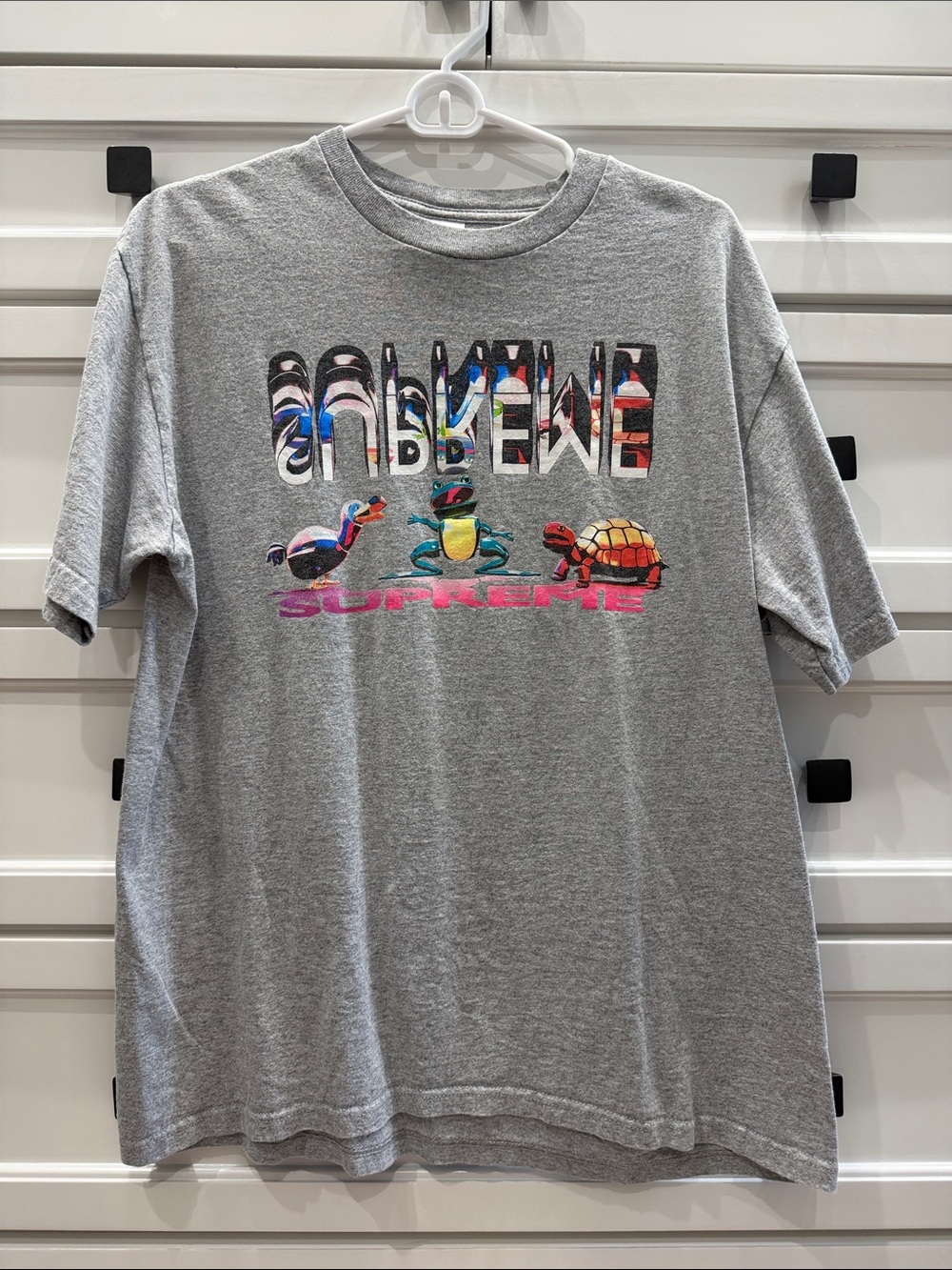 Supreme Gray Tee with Colorful Animal Graphic